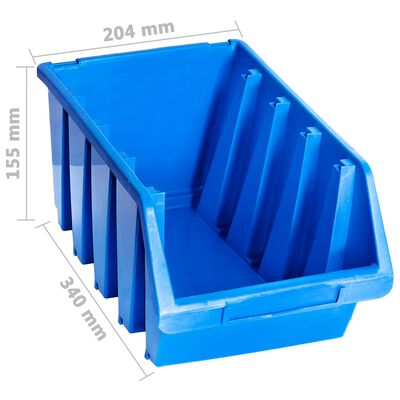 vidaXL Cutii de depozitare stivuibile, 14 buc., albastru, plastic