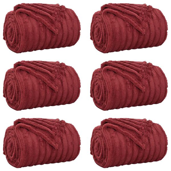 vidaXL Pături de aruncat 6 pcs Roșu Bordeaux 200 x 150 cm Molton