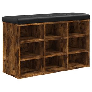 vidaXL Bancă de pantofi, stejar fumuriu, 82x32x50 cm, lemn prelucrat
