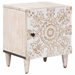 vidaXL Dulap de noapte Alb 40 x 33,5 x 46 cm Lemn de mango solid
