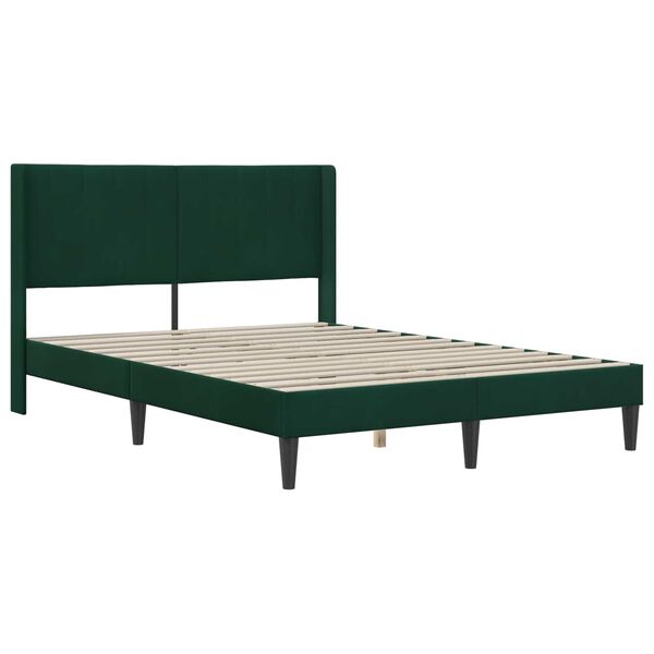 vidaXL Cadru de pat cu headboard Verde &icirc;nchis 120 x 190 cm Catifea