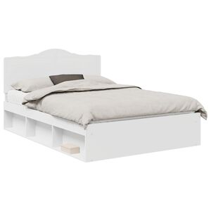 vidaXL Cadru de pat cu headboard Alb 140 x 200 cm Lemn de pin masiv