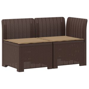 vidaXL Canapea de Grădină cu 2 Locuri cu Perne Aspect Rattan PP Maro