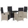 vidaXL Set de masă pentru grădină cu pernă 5 pcs Gri deschis poliratan