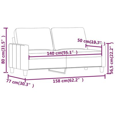 vidaXL Canapea cu 2 locuri, cappuccino, 140 cm, piele ecologică