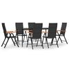 vidaXL Set mobilier de grădină, 7 piese, negru și maro, poliratan