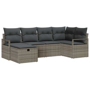 vidaXL Set de canapele pentru grădină cu pernă 6 pcs Gri Rattan poli