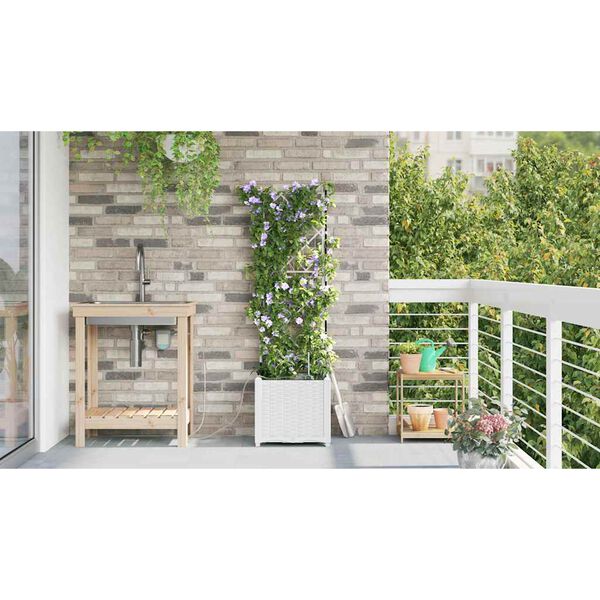 vidaXL Vază pentru Grădină Alb 40 x 40 x 142 cm Plastic