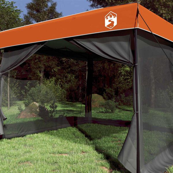 vidaXL Set Cort pentru Camping cu acoperiș 2 pcs Gri și Portocalie