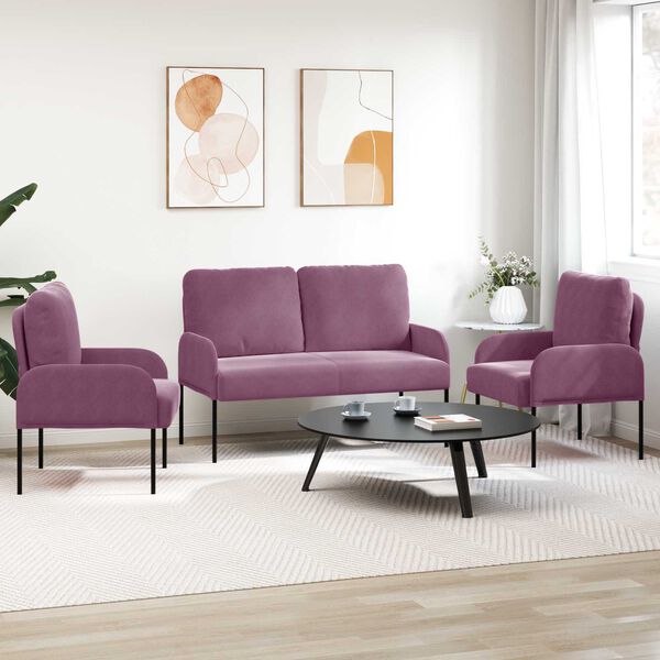 vidaXL Seturi de canapele 3 pcs Violet 115 x 56 x 80 cm placaj