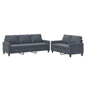 vidaXL Set de canapele cu perne, 2 piese, gri &icirc;nchis, catifea