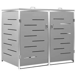 vidaXL Magazie pentru două pubele, 138x77,5x115 cm, oțel inoxidabil