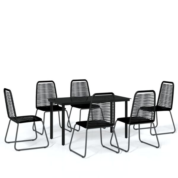 vidaXL Set de mobilier pentru grădină, 7 piese, negru