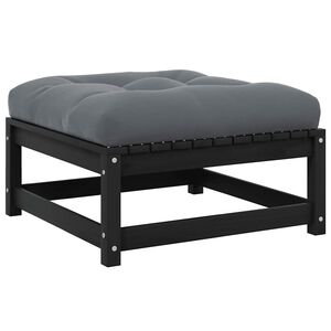 vidaXL Taburet de grădină cu pernă, negru, lemn masiv de pin