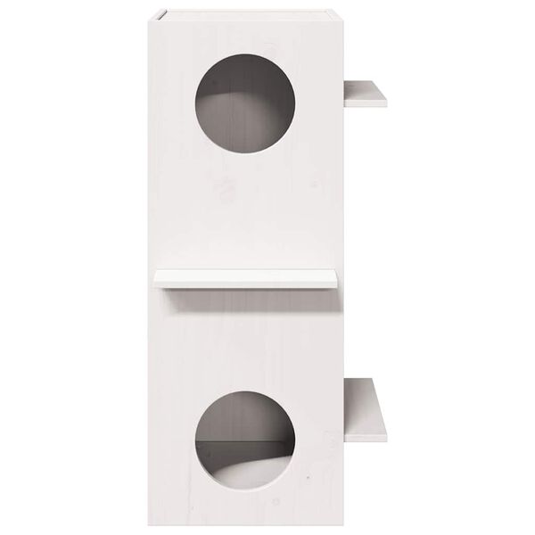 vidaXL Casă pentru pisici albă 43x43x90 cm din lemn masiv de pin