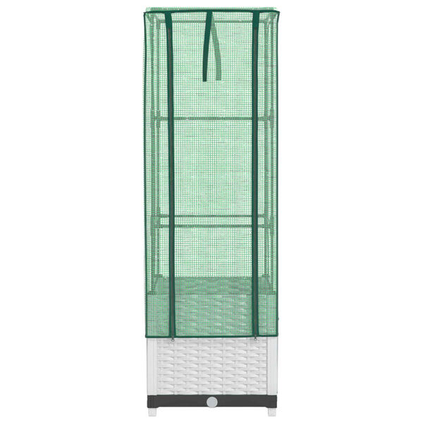 vidaXL Strat &icirc;nălțat cu husă de seră, aspect ratan, 40x40x139 cm