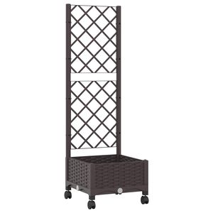 vidaXL Vază de gradină cu spalier și roți Maro 40 x 40 x 131,5 cm PP