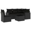 vidaXL Set mobilier de grădină cu perne, 6 piese, negru, poliratan