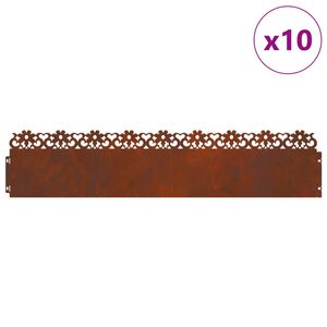 vidaXL Borduri pentru gazon 10 pcs Ruginit 103 x 0,05 x 22 cm