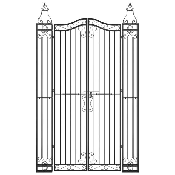 vidaXL Poartă de grădină, negru, 121x8x200 cm, fier forjat