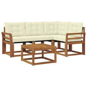 vidaXL Set de canapele de exterior cu pernă 5 pcs Natural și Crem