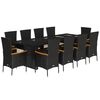vidaXL Set mobilier de exterior cu perne, 11 piese, negru, poliratan