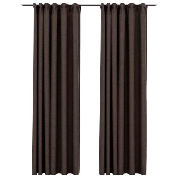 vidaXL Perdele opace aspect p&acirc;nză c&acirc;rlige 2 buc. gri taupe 140x225 cm