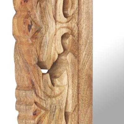 vidaXL Oglindă sculptată manual, maro, 50x50 cm, lemn masiv de mango