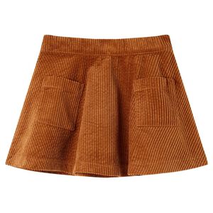 vidaXL Fustă pentru copii cu buzunare, velur, coniac, 92