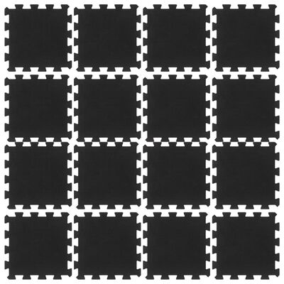 vidaXL Plăci de podea din cauciuc, 16 buc., negru, 16 mm, 30x30 cm