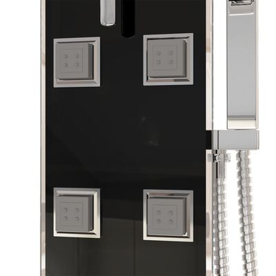vidaXL Unitate panou de duș, negru, 18x45,5x130 cm, sticlă