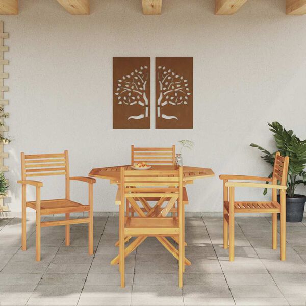 vidaXL Scaune de grădină stivuibile 4 pcs Maro 55.5 x 55.5 x 90 cm
