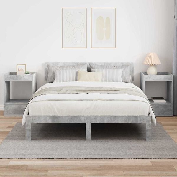 vidaXL Masă laterală 2 pcs Gri din beton 40 x 40 x 56 cm Lemn compozit