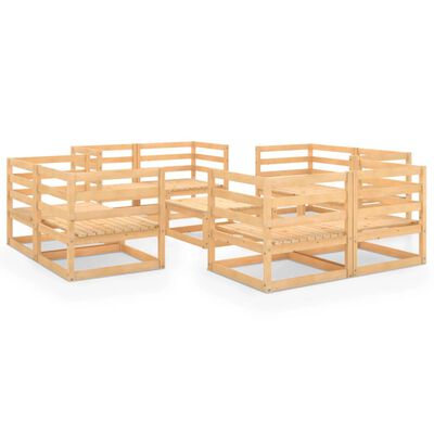 vidaXL Set mobilier relaxare de grădină, 9 piese, lemn masiv de pin