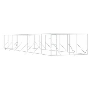 vidaXL Padoc de exterior pentru c&acirc;ini argintiu 4x16x2m oțel galvanizat