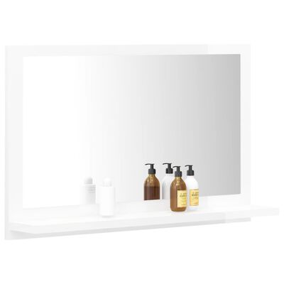 vidaXL Oglindă de baie, alb extralucios, 60 x 10,5 x 37 cm, PAL