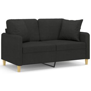 vidaXL Canapea cu 2 locuri cu pernuțe, negru, 120 cm, textil