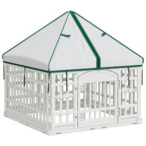 vidaXL Paravan pentru c&acirc;ini cu 4 panouri și acoperiș 88 x 88 x 112 cm