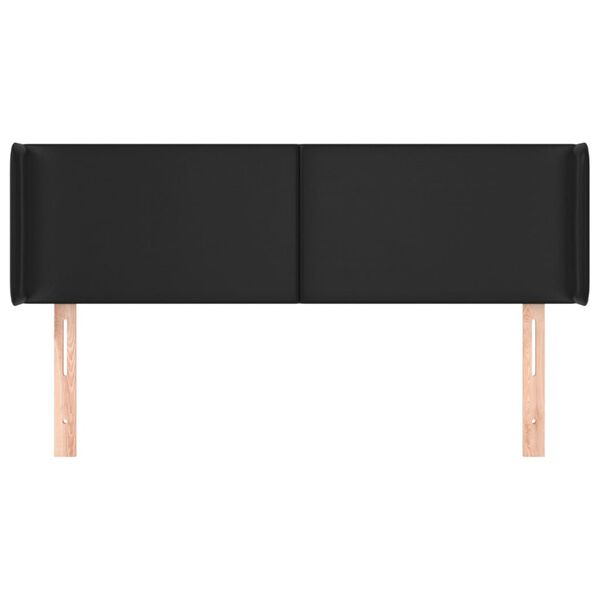 vidaXL Tăblie de pat cu aripioare negru 147x16x78/88cm piele ecologică