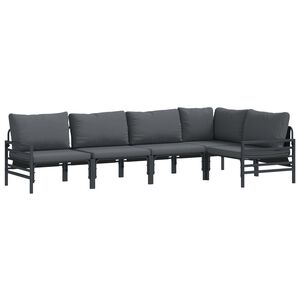 vidaXL Set de canapele pentru grădină 5 buc. Negru Oțel