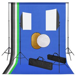 vidaXL Set studio foto cu lămpi, fundal și reflector