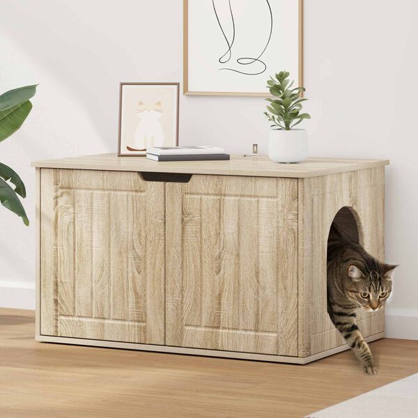 vidaXL Casa pentru pisici Sonoma 85 x 55 x 50,5 cm Lemn compozit