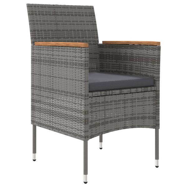 vidaXL Set de servit masa pentru grădină, 7 piese, gri și negru