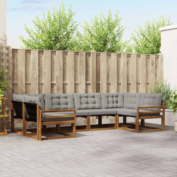 vidaXL Set de canapele de exterior 6 pcs Gri natural și deschis