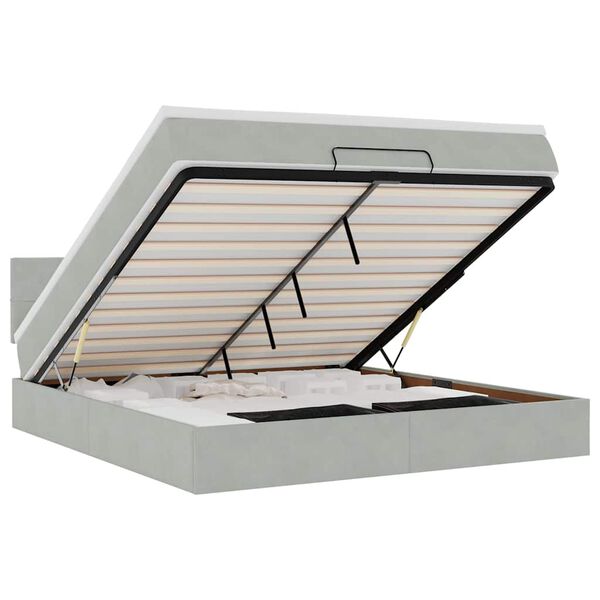 vidaXL Cadru de pat otoman cu saltea Gri deschis 180x200cm catifea