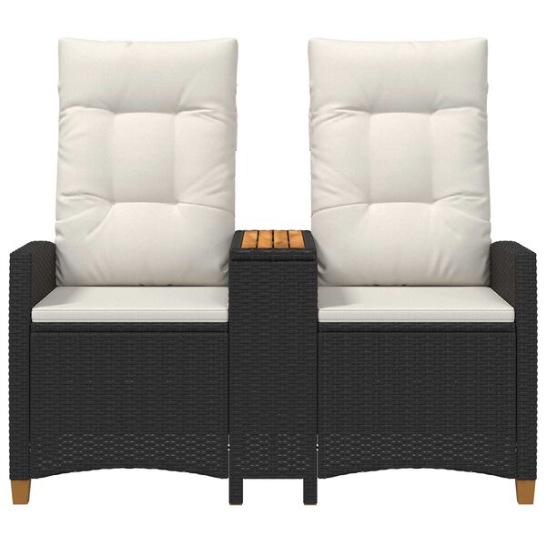 vidaXL Bancă reclinabilă cu masă Negru și Alb crem 126 x 65 x 112 cm