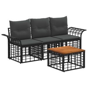 vidaXL Set de canapele de exterior 4 buc. Negru și Gri &icirc;nchis