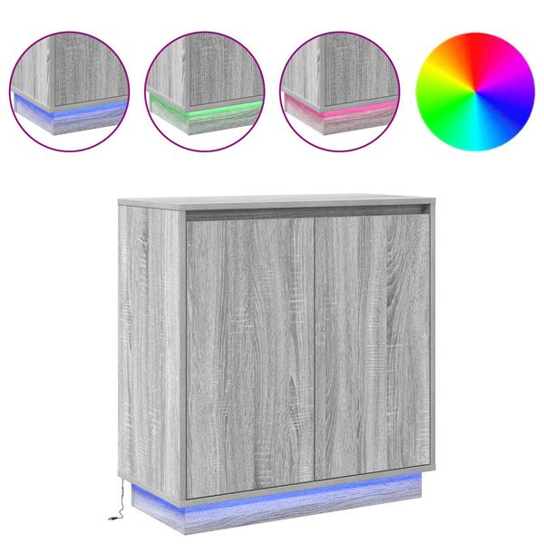 vidaXL Bufet LED cu raft Gri Sonoma 71 x 34,5 x 75 cm Lemn compozit