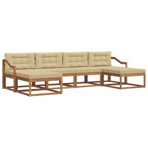 vidaXL Set de canapele de exterior cu pernă 6 pcs Natural și Bej