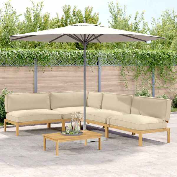 vidaXL Set de canapea cu pernă Simplu 5 pcs Bej Lemn Solid de Acacia